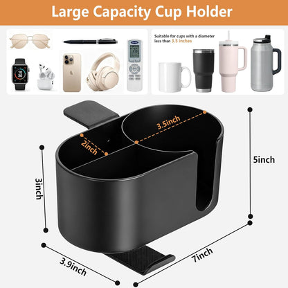 MYITYARD Desk Cup Holder Clamp, Anti-Spill Clip On Table Cup Holder, Rotatable Water Bottle Stand Drink Coffee Mug Storage, Office Accessories for Home and School (Black)