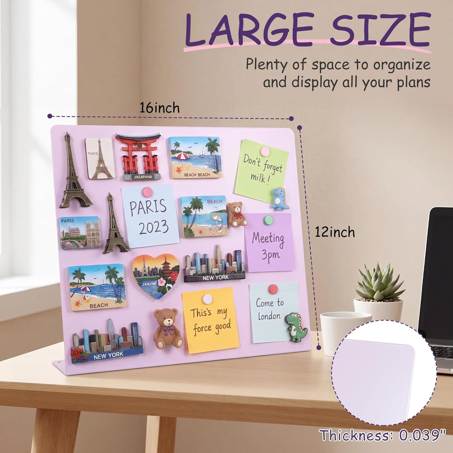 Geyoga 2 Pack Magnetic Bulletin Board with Stand, 16 x 12 Inch Black Magnet Display Board for Memo, Menu, Notes, Photos, for Kitchen Countertop, Office Desk, School