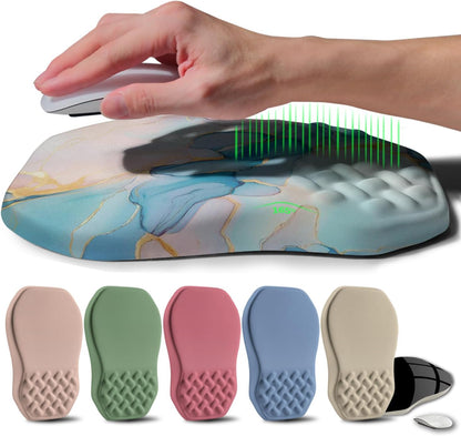 Ergonomic Raised Mouse Pad Wrist Support with Bilateral Slope Memory Foam Mousepad for Wrist Rest and Carpal Tunnel Pain Relief 11.8x7.9〃 Black