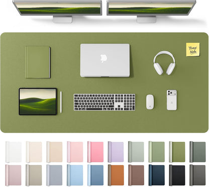 YSAGi Leather Desk Pad Protector, Office Desk Mat, Large Mouse Pad, Non-Slip PU Leather Desk Blotter, Waterproof Laptop Desk Writing Pad for Office and Home (23.6" x 13.8", Eggshell) - Colors B