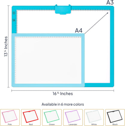 iVyne Rechargeable A3 Light Pad for Diamond Painting - LED Light Board for Weeding & Tracing - Diamond Art Light Pad - Ultra-Thin & Portable - Perfect for Artists & Crafters - Blue