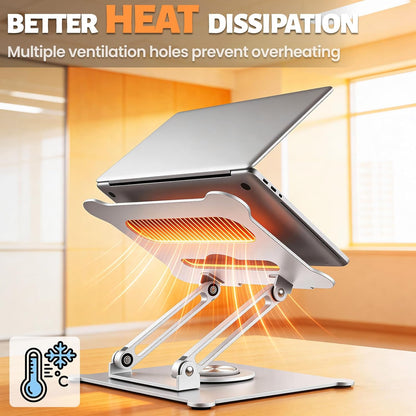 Urmust Aluminum Laptop Stand, Portable Laptop Riser, Adjustable Laptop Stand for Desk Foldable, Ergonomic Computer Notebook Holder for MacBook Air Pro HP, Office Desk Accessories (10-15.6'')- Black