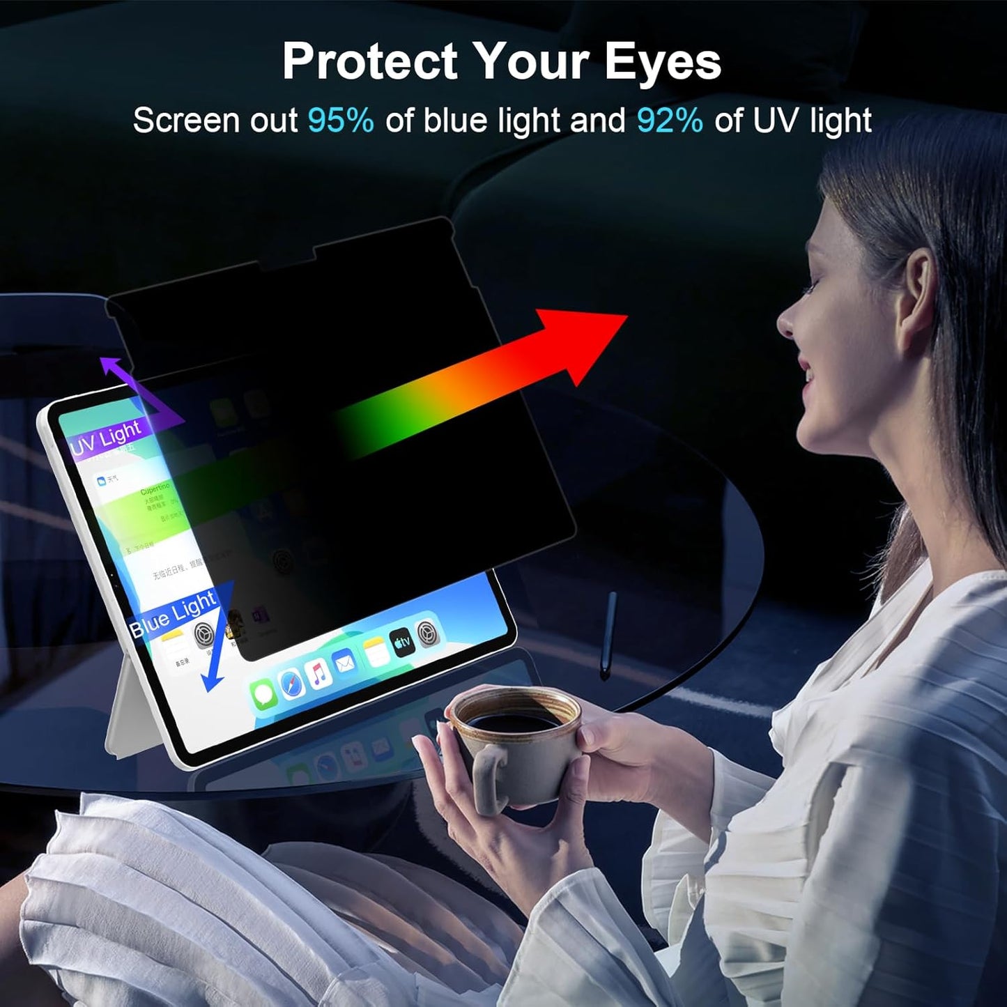 13.8 Inch Magnetic Privacy Screen for Microsoft Surface Laptop 7, Removable Anti Glare Screen Protector, Blue Light Computer Filter, Anti Spy Easy Install