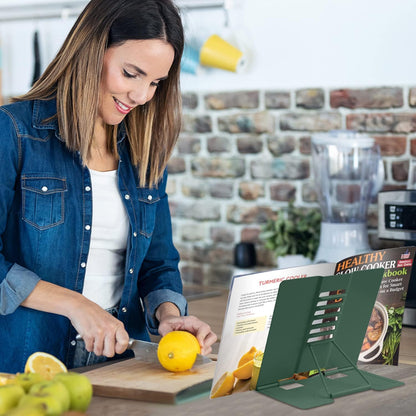 Honagu Book Stand Metal Desk Book Holder, Book Holders for Reading Hands Free, Adjustable Cookbook Documents Holder, Portable Bookstand for Music Books, Textbook, Recipe, Tablet, Ipad (Black)