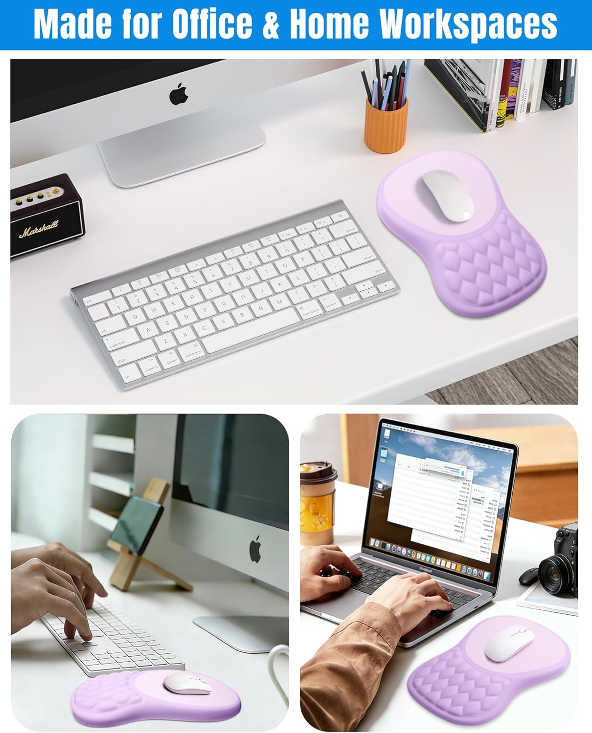 Ergonomic Mouse Pad with Wrist Rest, Slope Design Memory Foam Support, Smooth Lycra Surface, Non-Slip PU Base, Comfortable Mouse Mat for Office, Home, Computer Desk (Black)