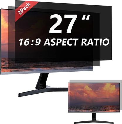 2 Pack Magnetic Hanging Computer Privacy Screen 24 Inch for 16:9 Widescreen Monitor, Removable Privacy Screen Anti Glare Blue Light Computer Screen Privacy Shield, Anti-Scratch 24in Protector Film