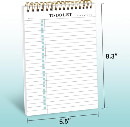 To Do List Notepad 3 Pack, Undated Daily Planner Notepad With To Do List Notebook Checklist Planner Spiral Waterproof Notepad for Office Supplies, School Planner, 52 Sheets/Pack, 5.5"*8.3" A5 Size