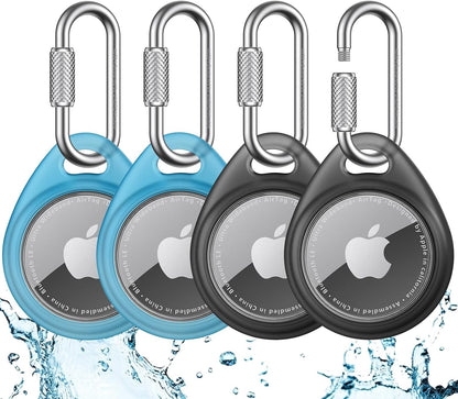 UNBREAKcable AirTag Holder for Apple - 4 Pack Air Tag Case [Professional Carabiner] [Waterproof] [Shockproof] TPU AirTag Keychain for Kids, Pets, Keys, Luggage, Backpacks