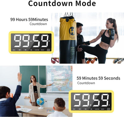VOCOO Digital Kitchen Timer with 7.8” Extra Large Display, Magnetic LED, with 3 Brightness, 4 Alarms and 3 Volume Levels, Battery Powered Countdown Count Up Timer for Cooking, Classroom, Home Gym