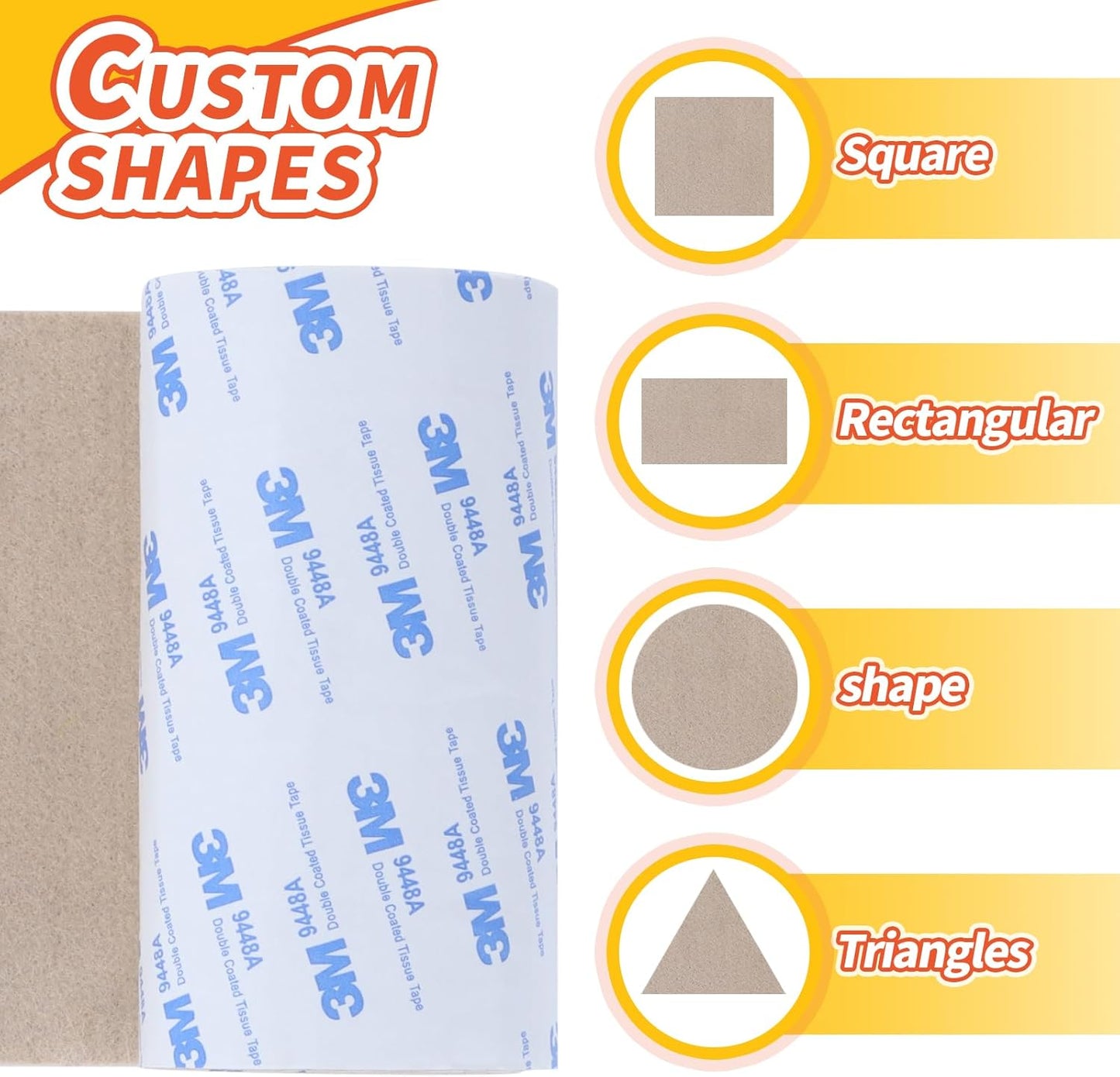 Felt Furniture Pads, Non Slip Self Adhesive Cuttable Felt Tape Black Heavy Duty Felts Strip Roll for Protecting Hardwood Floors Chair Wall Protector (40 x 5 x 0.12 Inch)