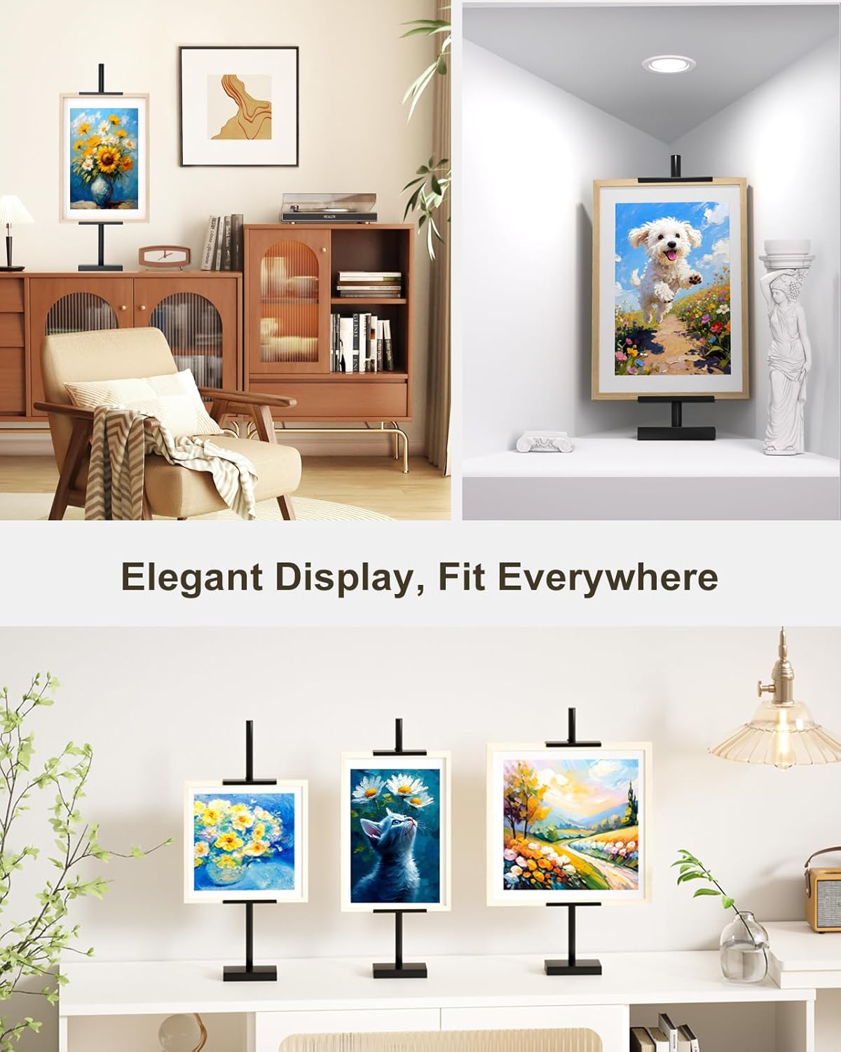 Adjustable Tabletop Easel Stand, Picture Easels for Display Up to 29" H, Metal Picture Frame Holder Stand Table for Art, Photo (Gold)