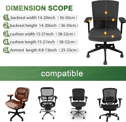 Tallew 4 Pcs Office Chair Covers Set Computer Universal Protective Stretchable Chair Seat Covers Desk Armrest Cover Pads Office Cushion Backrest for Rotating(Regular,Black)