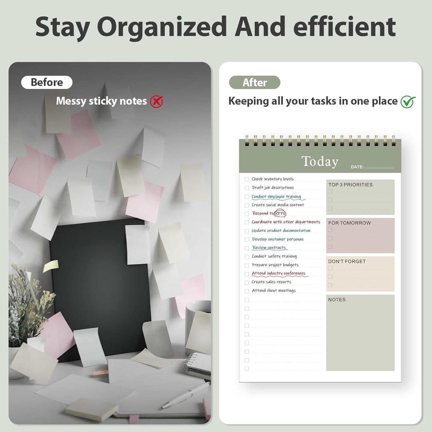 Weekly To Do List Notepad, Undated Planner with 52 Sheets (8.5''x11''), Desk Weekly Planner for Women & Man, Home School & Work