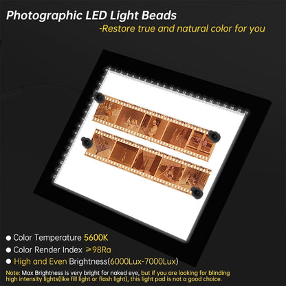 Slide Viewer Light Box 5600K 12”x8” Ultra-Thin Adjustable Brightness Backlight for Slides and Film Negative Scanning