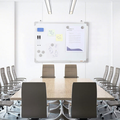 VEVOR Magnetic Glass Whiteboard, Dry Erase Board 36"x24", Wall-Mounted Large White Glassboard Frameless, with Marker Tray, an Eraser and 2 Markers, Black