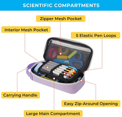 ECHSRT Big Pencil Case, Aesthetic Portable Zipper Pencil Bag with Hidden Pocket, Special Pouch for Men Women Adults, Stationery Organizer Pen Cases for Office Travel,Black
