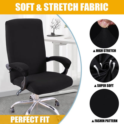 Smiry Stretch Printed Office Chair Armrest Covers, 2 Pcs Soft Fit Removable Washable Computer Desk Chair Arm Covers Protector, Black