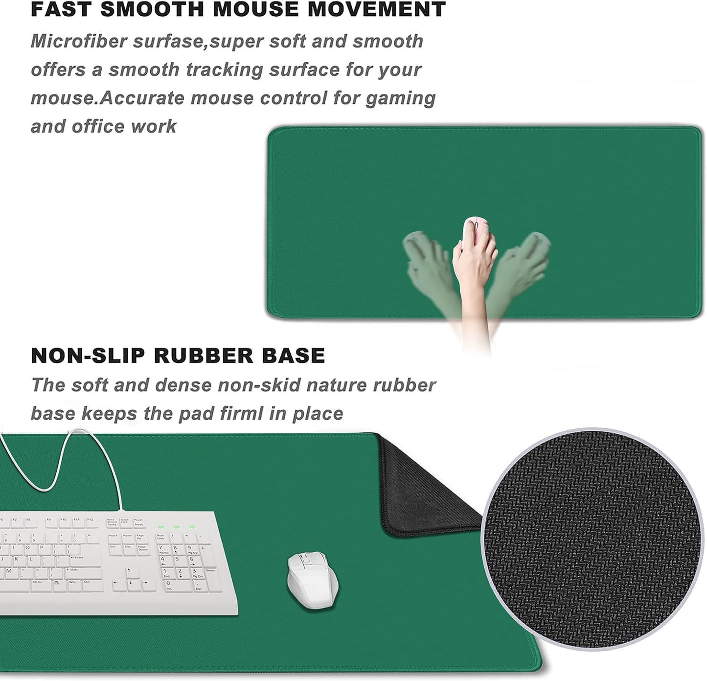 Large Gaming Mouse Pad, XXL Extended Computer Keyboard Mouse Mat with Stitched Edges, 31.5" x 15.7" Non-Slip Waterproof Rubber Base Office Big Long Mousepad for Work, Game, Office, Home, Black