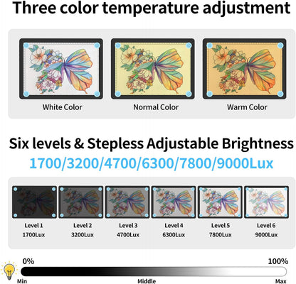 Heanolier Rechargeable A3 Tracing Light Box Drawing Pad,5600 Lux Bright Magnetic light pad, Dimmable Lightbox,3 color modes,light board for Diamond painting,light table for Sketching,Tattoo,X-ray View