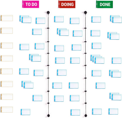 PATboard Scrum Board and Kanban Board - Basic Toolset Magnetic – Agile Magnetic Cards and Kanban & Scrum Tools – Reusable Magnets Scrum Board kit - for Office whiteboards and Metal Surfaces