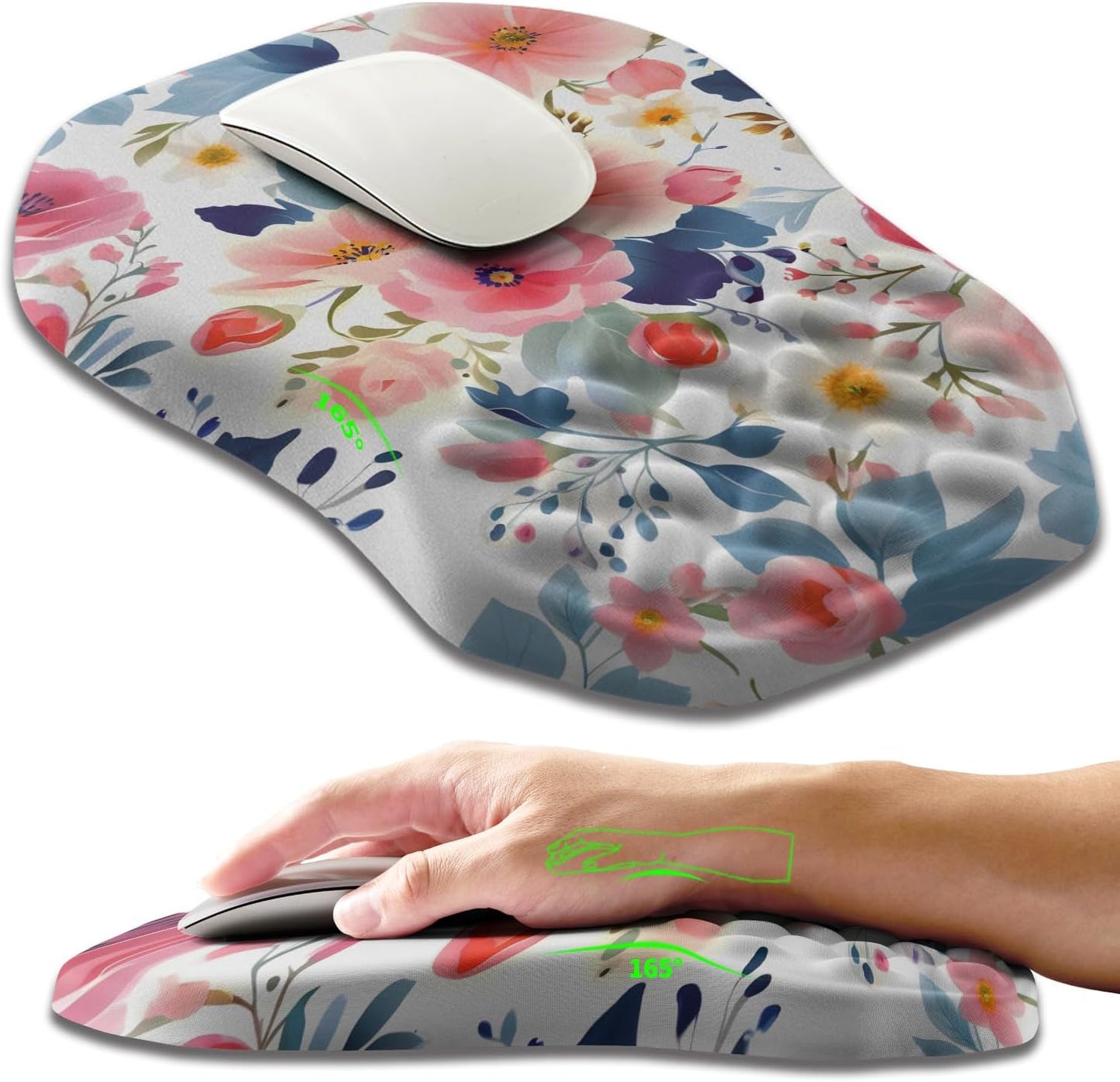 Ergonomic Slope Mouse Pad Wrist Support, Wrist Rest Mousepad for Carpal Tunnel Pain Relief with Massage Bulge and Slow Rebound Memory Foam (12x8 inch, Black)