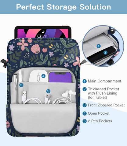 MoKo 13 Inch Tablet Sleeve Bag, Fits with 13 Inch New iPad Pro M5 & Air M4/M3, iPad Pro 12.9 M2&M1,Surface Laptop Go 12.4,Galaxy Tab S8+/S9+ 12.4,Handle Carrying Case with Shoulder Strap,Black &Gray