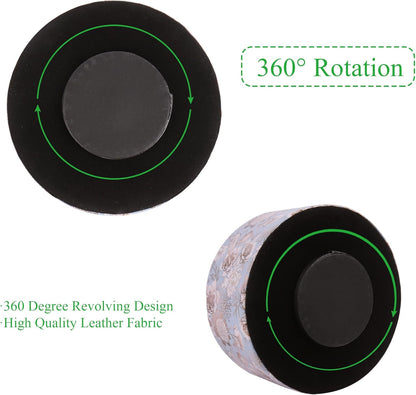 Round Leather Art Supply Organizer,Remote Control Holder,360 Degree Rotating,Multi-Functional Pencil Holder,4 Compartments Desktop Stationary Organizer(1-Fractal Flower) | Round - Colors B