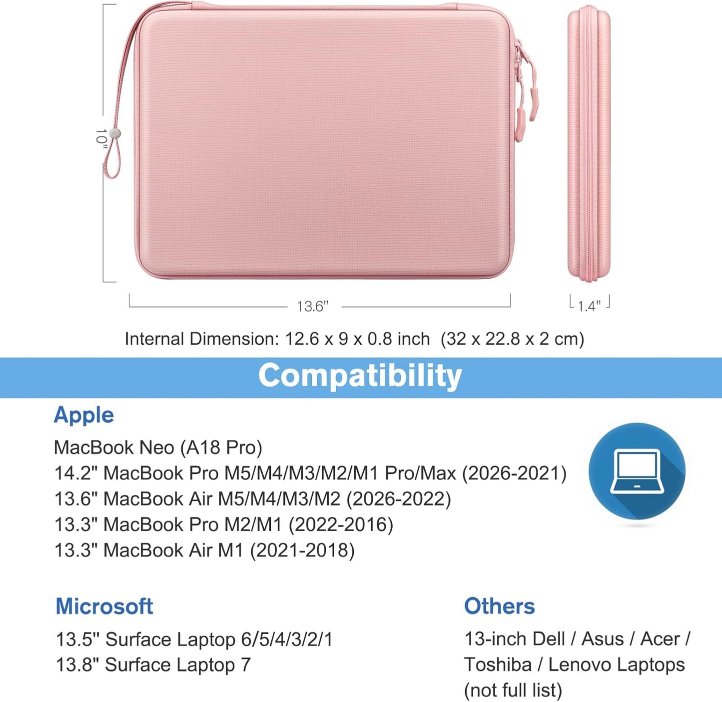 FINPAC Hard Laptop Sleeve Case for MacBook Neo A18 Pro,13 inch MacBook Air 2026 M5/M4/M3/M2/M1,14 inch MacBook Pro 2026 M5/M4/M3/M2 Pro/Max,Waterproof Case for Dell,Surface Laptop,HP,Acer,Black | Hard