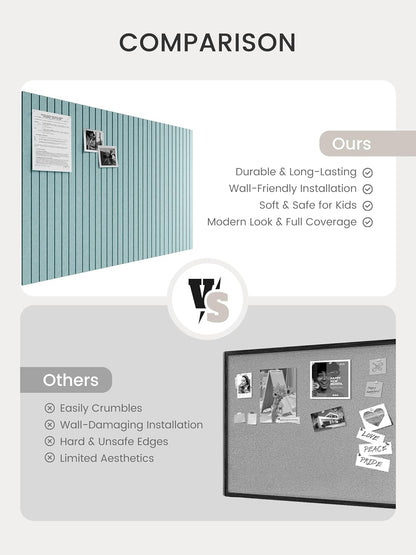 Bumusty Large Cork Board Alternative-48 x 36" Felt Bulletin Board Tiles, with 30 Pushpins, 70 Adhesive Tabs, Fine-Stripe 12-Pack, Cork Boards for Office Push Pin Board Felt Board-Oatmeal