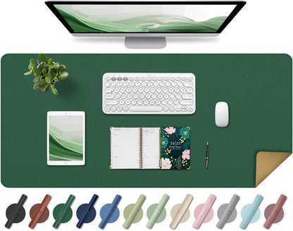 Non Slip Desk Mat, 31.5" x 15.7" PU Leather Desk Pad, Cork Desk Mat for Desktop, Desk Pad for Keyboard and Mouse, Ideal for Office and Home, Black
