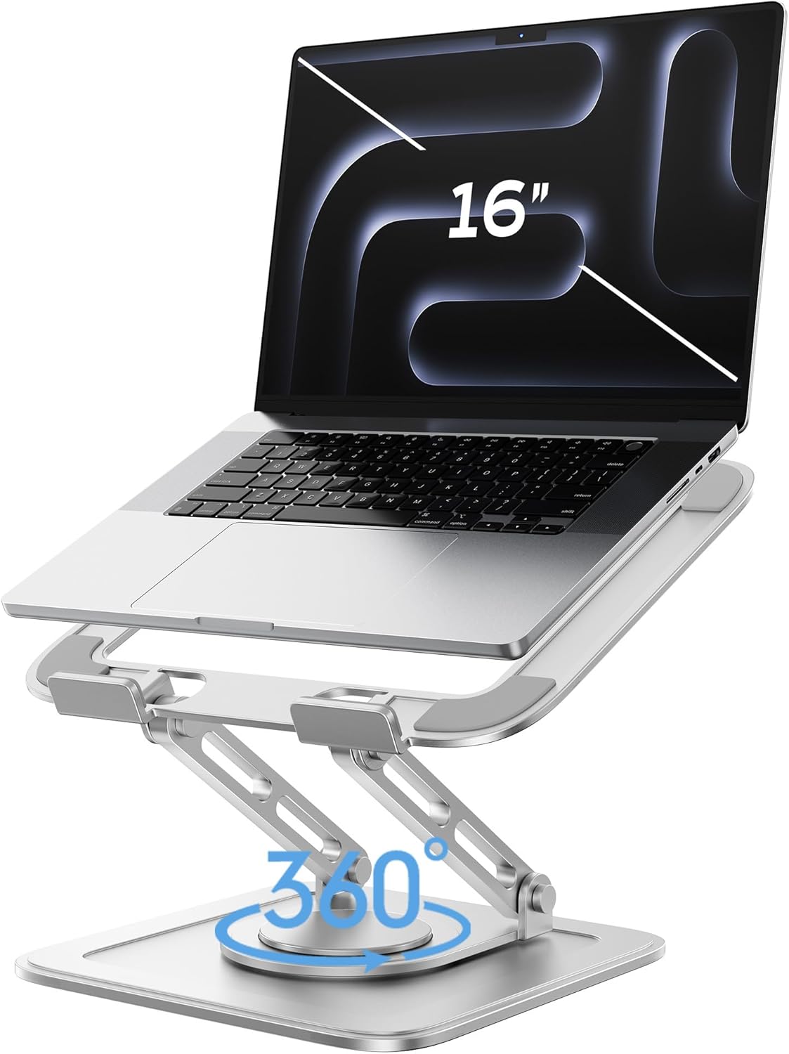 LOXP Adjustable Laptop Stand, Computer Stand with 360 Rotating Base, Ergonomic Laptop Riser Mount for Desk Foldable Protable Computer Desk Fits with MacBook Pro Air (10-16") - Pink