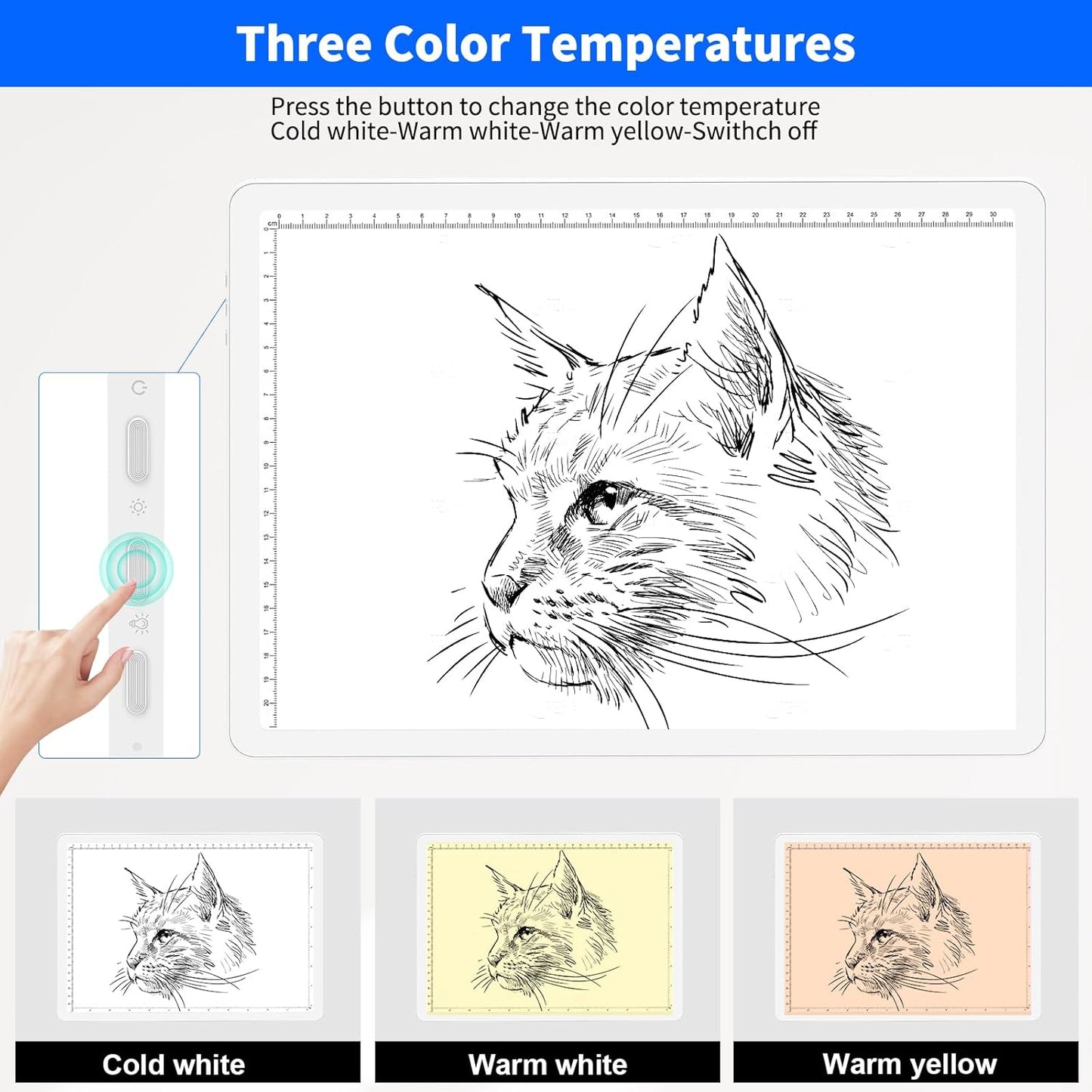 Elice Rechargeable A3 Light Pad for Diamond Painting, Magnetic LED Light Board with Physical Button, Super Bright Diamond Art Light Pad, Ultra-Thin Light Box for Tracing, Weeding Vinyl, Artists -Black