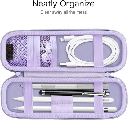 Fintie Holder Case for Apple Pencil Pro, Apple Pencil (USB-C / 1st / 2nd Generation), PU Leather Carrying Bag Sleeve Compatible with Pen, USB Cable, Samsung Stylus, Lilac Marble