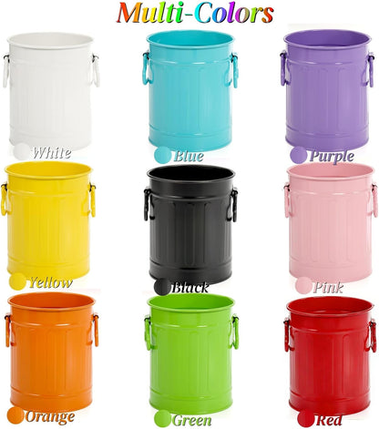 Noamus 9 Pack Metal Pen Holder, Mini Pencil Bucket with Handle, Desktop Pencil Cup Makeup Brush Organizer, Desk Colorful Small Pails, Stationary Supplies Container for Office Classroom School Crafts