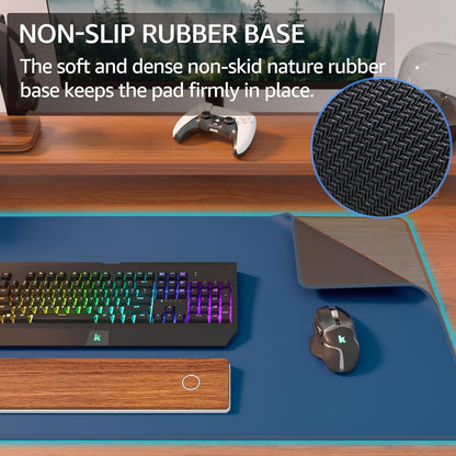 KTRIO Large Gaming Mouse Pad Desk Mat, Superior Micro-Weave Cloth for Precise Mouse Control, Non-Slip Rubber Base, Stitched Edges, Water-Resistant, for Gamer, Office & Home, 31.5" x 11.8" inches