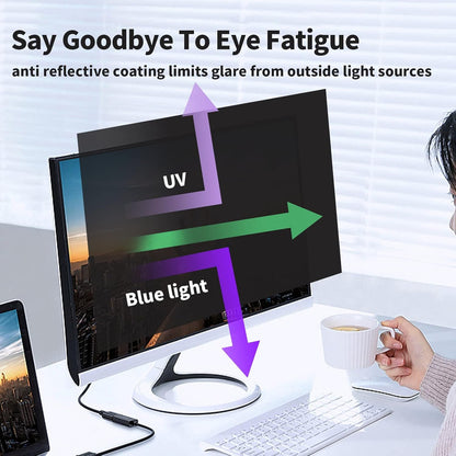 2 Pack Magnetic Hanging Computer Privacy Screen 24 Inch for 16:9 Widescreen Monitor, Removable Privacy Screen Anti Glare Blue Light Computer Screen Privacy Shield, Anti-Scratch 24in Protector Film