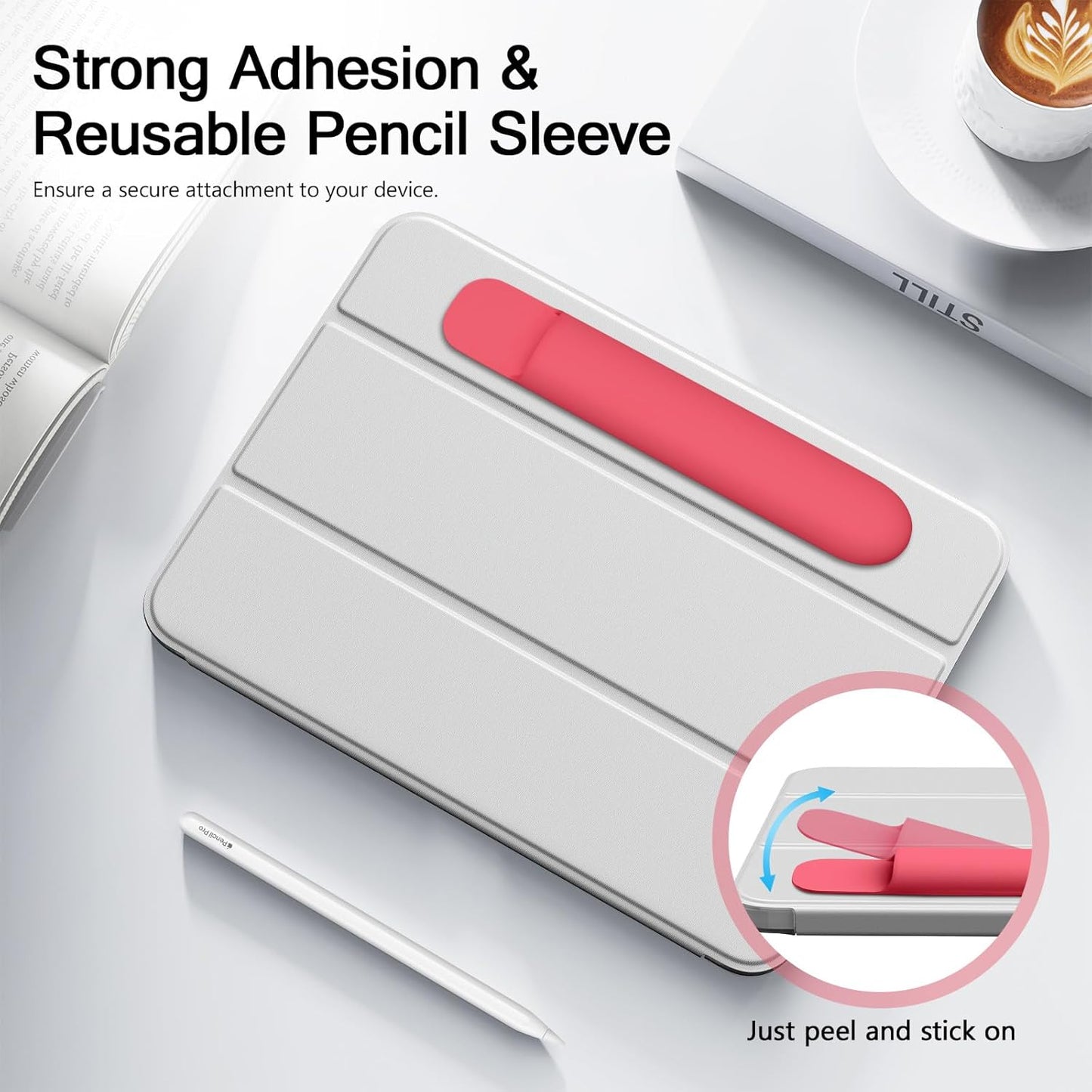 MoKo Pencil Case Holder, Adhesive Silicone Pencil Protected Sleeve Compatible with Apple Pencil Pro/ (USB-C)/ 1st/ 2nd Generation, Similarly Sized Styluses Accessories, Black