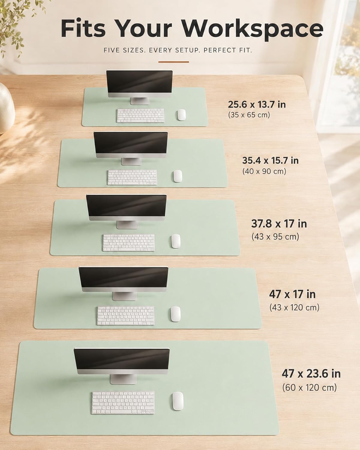 Aothia Dual-Sided Desk Pad - 25.6x13.7 inches Leather Desk Mat, Natural Cork Desk Pad Protector, Large Mouse Pad for Desk, Waterproof Desk Blotter Pad, Desk Writing Pad for Office Work/Home, Black