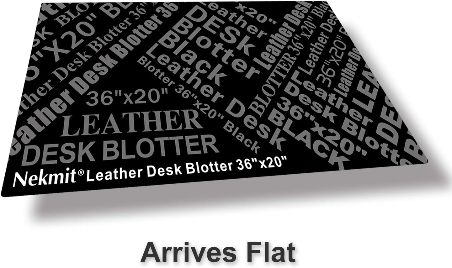 Nekmit Leather Desk Blotter Pad 17 x 12 Inches, Flat, Non-Slip, Waterproof, Black