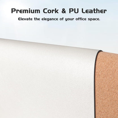 Aothia Dual-Sided Desk Pad - 25.6x13.7 inches Leather Desk Mat, Natural Cork Desk Pad Protector, Large Mouse Pad for Desk, Waterproof Desk Blotter Pad, Desk Writing Pad for Office Work/Home, Black