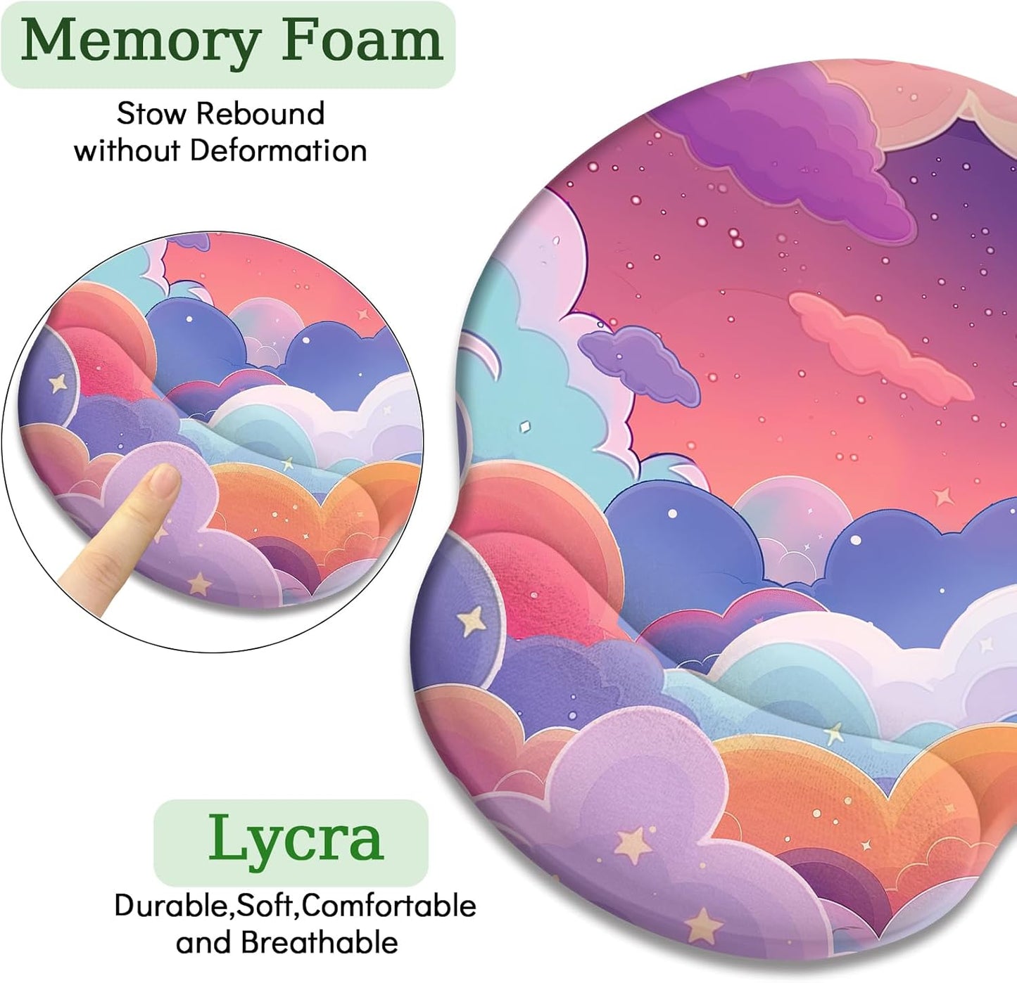 LIMKRIAN Cat Ergonomic Mouse Pad with Wrist Rest, Gaming Mouse Pad with Wrist Support, Funny Mouse Pads for Desk, Computer Mousepad with Non-Slip Pain Relief PU Base, Cute Office Desk Accessories