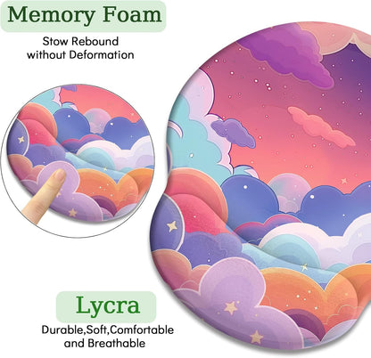 LIMKRIAN Cat Ergonomic Mouse Pad with Wrist Rest, Gaming Mouse Pad with Wrist Support, Funny Mouse Pads for Desk, Computer Mousepad with Non-Slip Pain Relief PU Base, Cute Office Desk Accessories