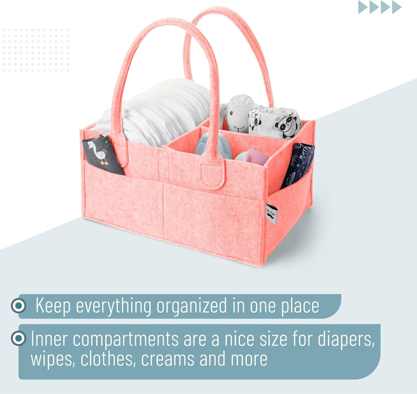 Mr. Pen- Baby Diaper Caddy Organizer, Gray, Medium, Nursery Storage Bin and Car Organizer for Diapers and Baby Wipes