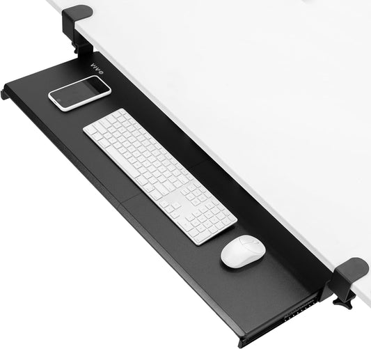VIVO Large Keyboard Tray Under Desk Pull Out with Extra Sturdy C Clamp Mount System, 27 (33 Including Clamps) x 11 Inch Slide-Out Platform Computer Drawer for Typing, Black, MOUNT-KB05E
