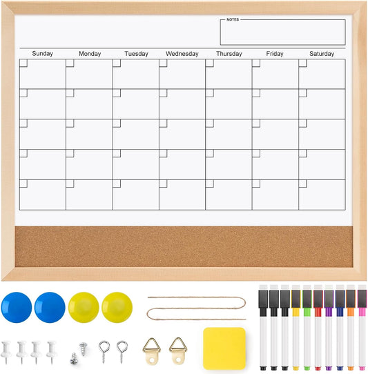 OWLKELA Cork Board 14.6"X 11", Notice Pin Board, Memo Board, Vision Board, Bulletin Board for Office, Classroom or Home, Mounting Hardware and Push Pins Included, Wooden Frame