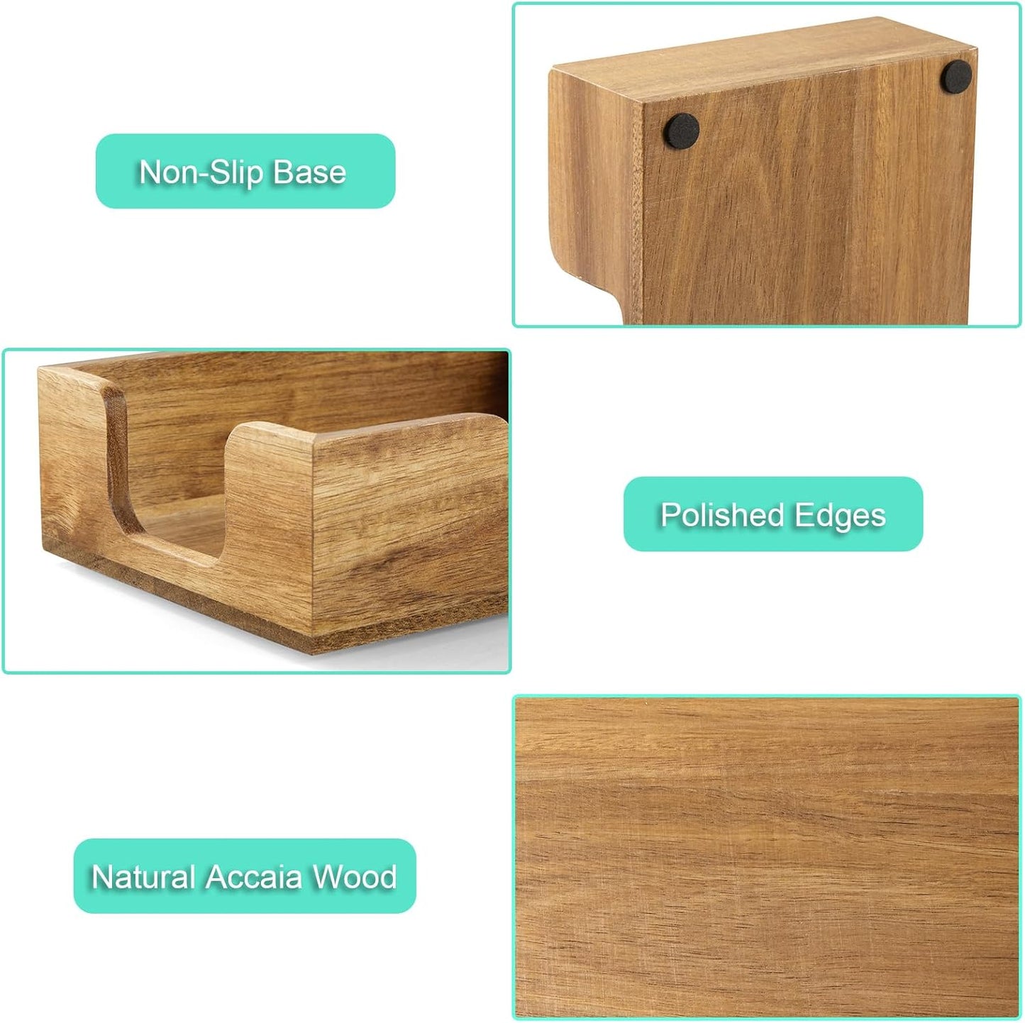 Bivvclaz Wood Sticky Note Holder, 3 x 3 Inch Post It Note Dispenser for Office Desk Accessories, Self Stick Note Pad Holder, Memo Pad Holder Dispenser Organizer for School Office Desk Supplies, Black