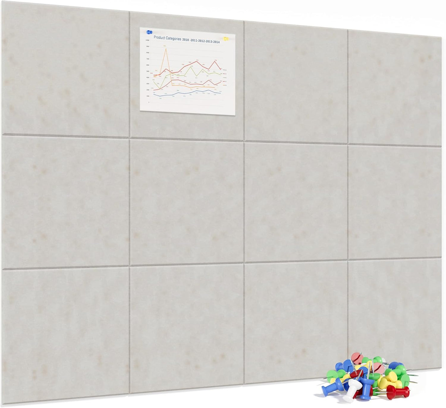 Neatsure Large Cork Board for Wall, Black Felt Bulletin Board with Pushpins, 36" x 24" 6 Panels Wall Tiles, Tack Push Pin Boards for Office