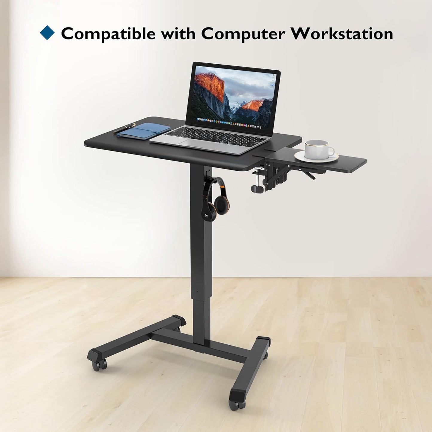 BONTEC Desk Extender Tray, 11.8"x5.9" Table Mount Arm Wrist Rest Shelf, 90°Foldable Elbow Support, Clamp on Computer Arm Rest for Desk, Office & Home Use, Durable & Easy to Install, Black Carbon Fiber