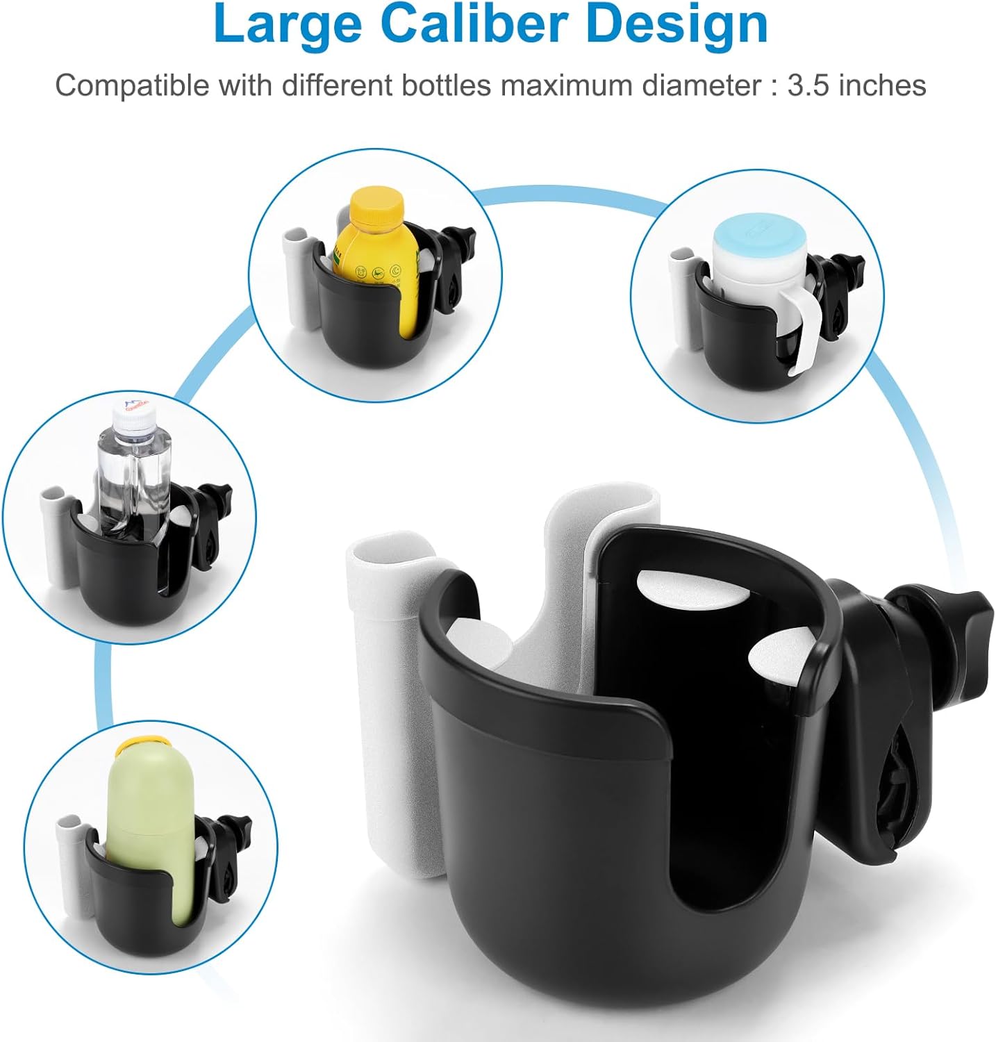 Accmor 2-in-1 Walker Cup Holder with Phone Holder, Wheelchair Cup Holder, Rollator Cup Holder, Cup Phone Holder for Walker, Wheelchair, Rollator, Mobility Scooter