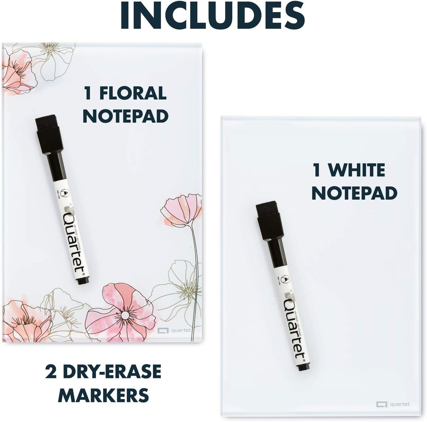 Quartet Glass Desktop Notepad, 9" x 6", Whiteboard, Dry Erase Surface, Dot/White, 2 Pack (GDP96D)